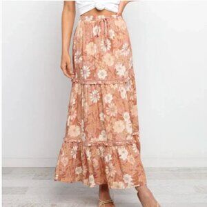 Petal & Pup Floral A-Line Skirt - Peach and Cream